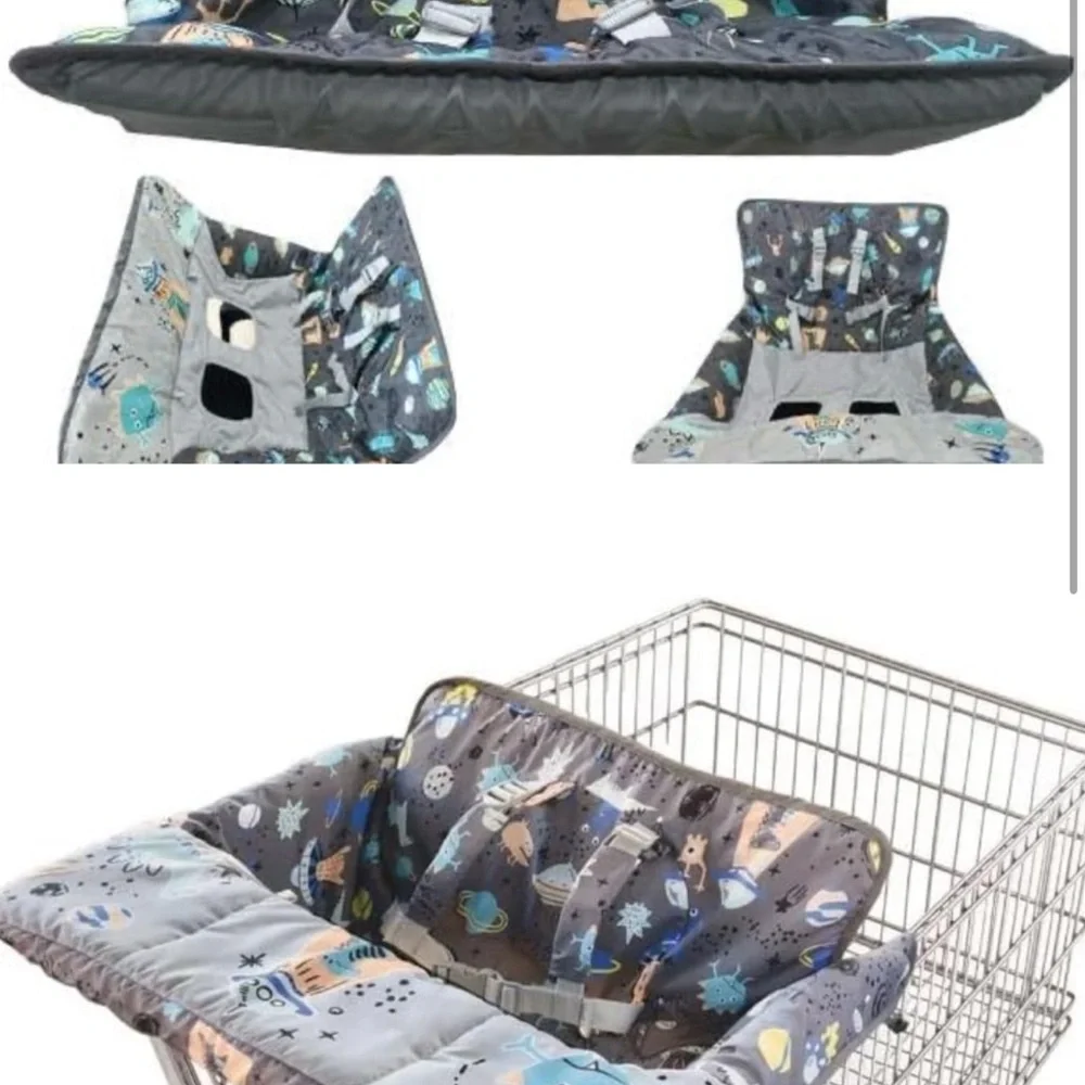 Gray and Blue shopping cart baby Cover